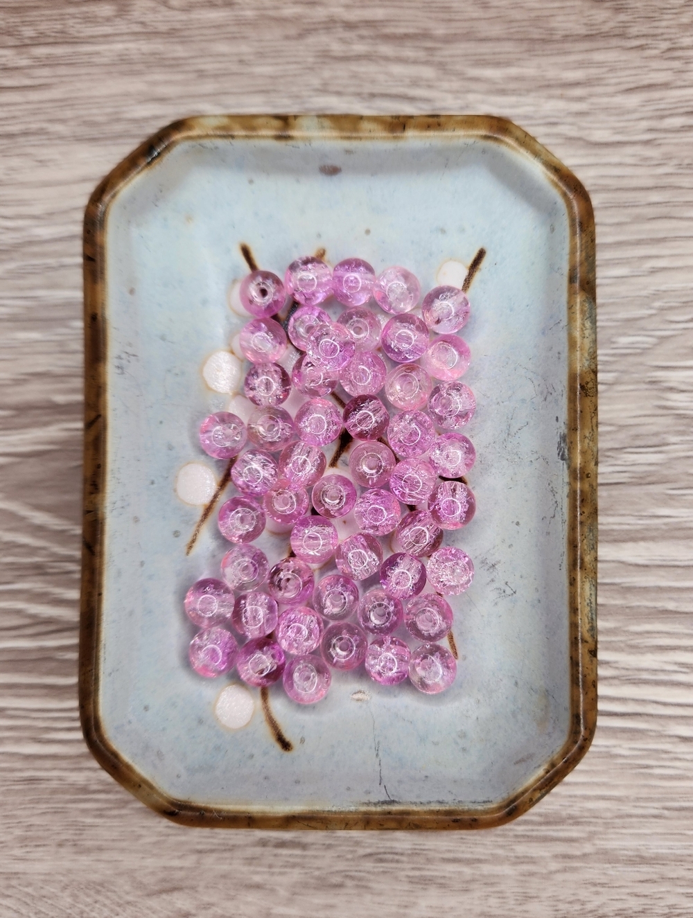 6mm Pink Glass Beads Crackle Appearance 50 Count #140